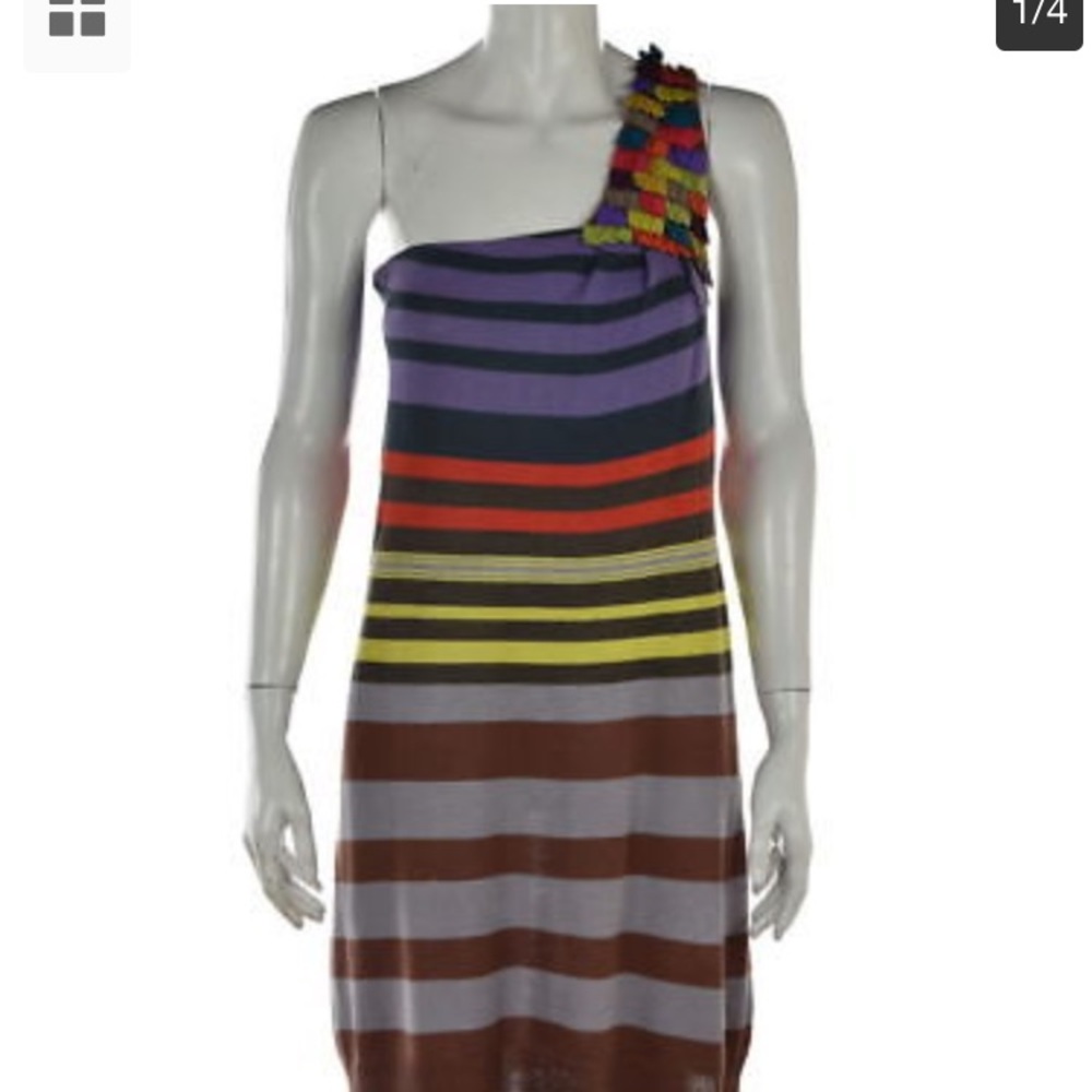 Nanette Lepore multi color one shoulder sz small